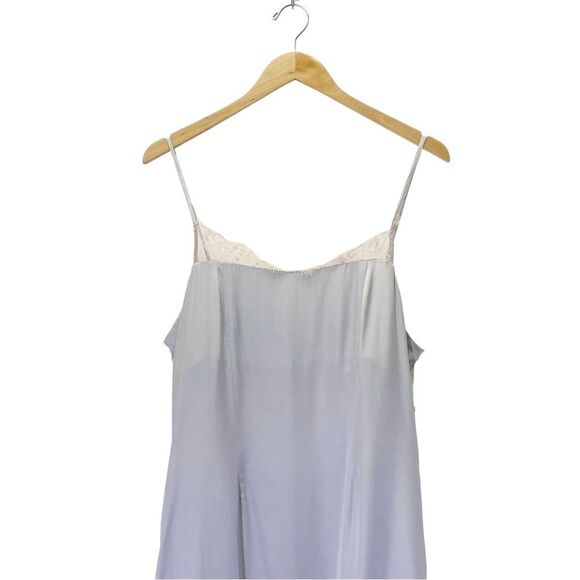 NWT Anthropologie Lace-Trimmed Asymmetrical Midi Slip Dress Gray Pink Size 8 NEW - Picture 7 of 16